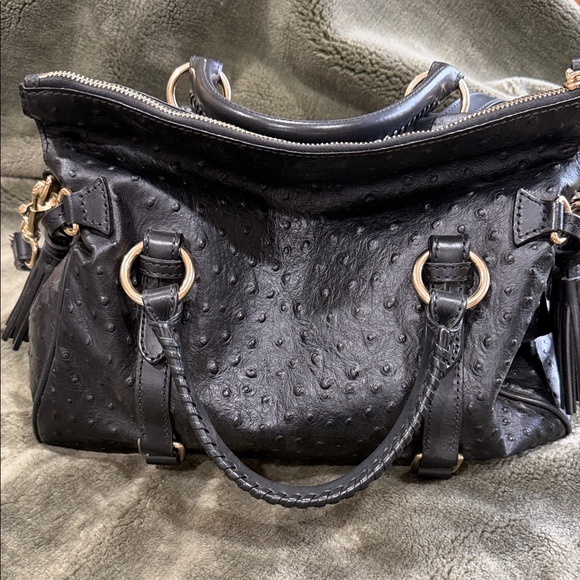 Dooney & Bourke Black Textured Ostrich Satchel - Picture 4 of 6